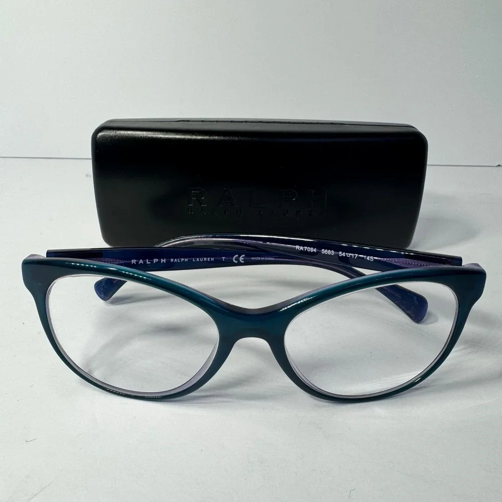 Ralph‎ Lauren RA7094 Teal Purple Cat Eye Eyeglasses Frames 54-17-145 with Case